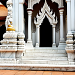 **Image of a marble temple in Chiang Mai:** A beautifully crafted marble temple in Chiang Mai, Thailand, showcasing intricate carvings and light colors, reflecting the artistry and cultural significance of marble in Thai architecture.