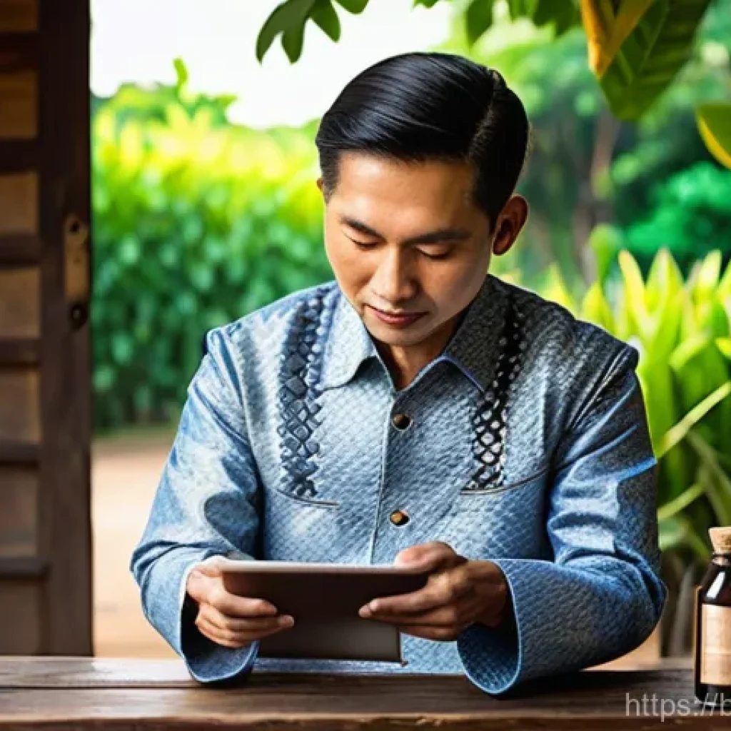 태국의 국제적 기업 성장 - **Prompt: Thai Artisan's Global Reach**
    "A highly skilled Thai artisan, wearing traditional yet ...