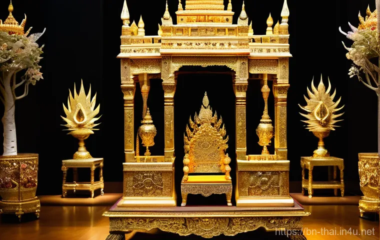태국의 국립 박물관 - **Prompt:** "A majestic museum gallery filled with ancient Thai Buddhist art from the Sukhothai and ...