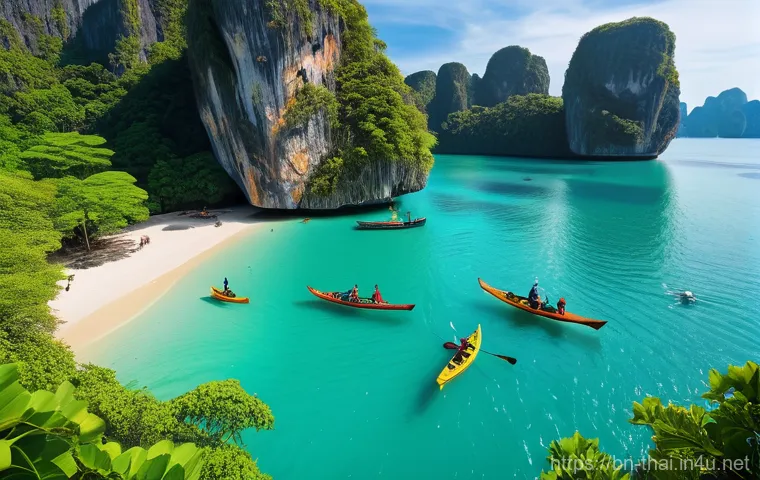 태국 섬 여행지 비교 - A serene and luxurious scene on Koh Samui. A couple or a family, dressed in elegant swimwear, relaxe...