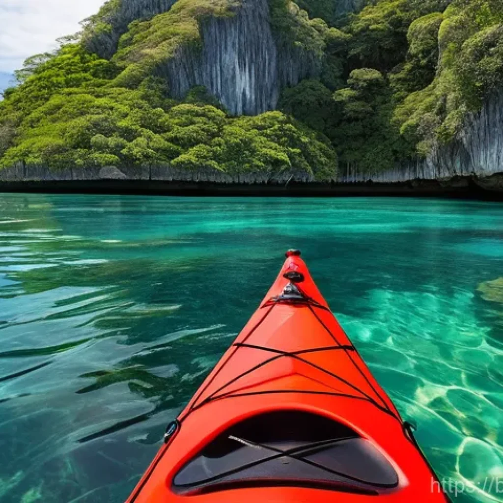 태국 국립 공원 소개 - Ang Thong National Marine Park: Kayaking through Limestone Karsts**
"A wide-angle, vibrant photogra...