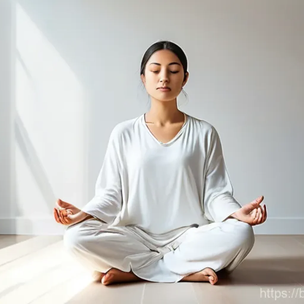 태국의 전통 명상법 - **"A serene individual, dressed in loose, modest, comfortable attire, meditates peacefully in a soft...