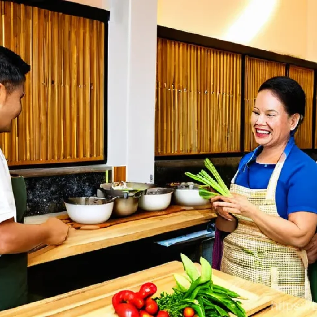 태국의 관광 상품 개발 - **Cultural Immersion in a Traditional Thai Cooking Class**
    A vibrant and engaging scene set insi...