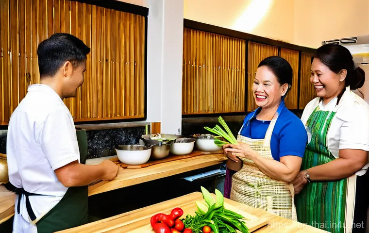 태국의 관광 상품 개발 - **Cultural Immersion in a Traditional Thai Cooking Class**
    A vibrant and engaging scene set insi...