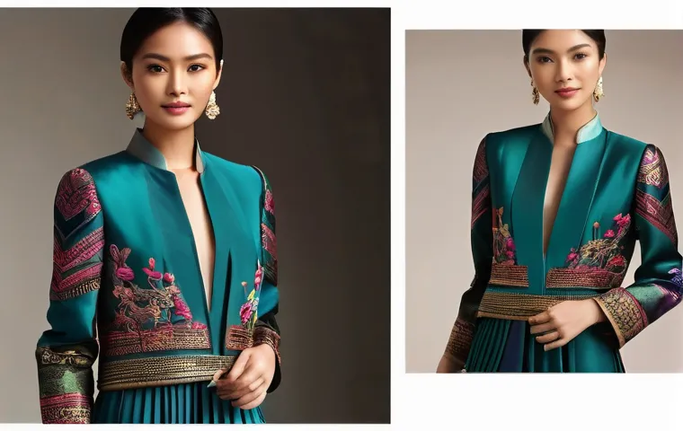 태국에서 주목받는 디자이너 - **Prompt 1: Modern Thai Silk Elegance**
    "A stylish young woman, elegantly dressed in a contempor...