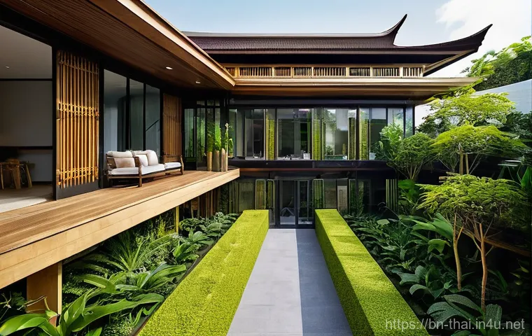 태국의 최신 건축 프로젝트 - **Prompt:** "A vibrant, modern Thai building showcasing a seamless blend of traditional architectura...