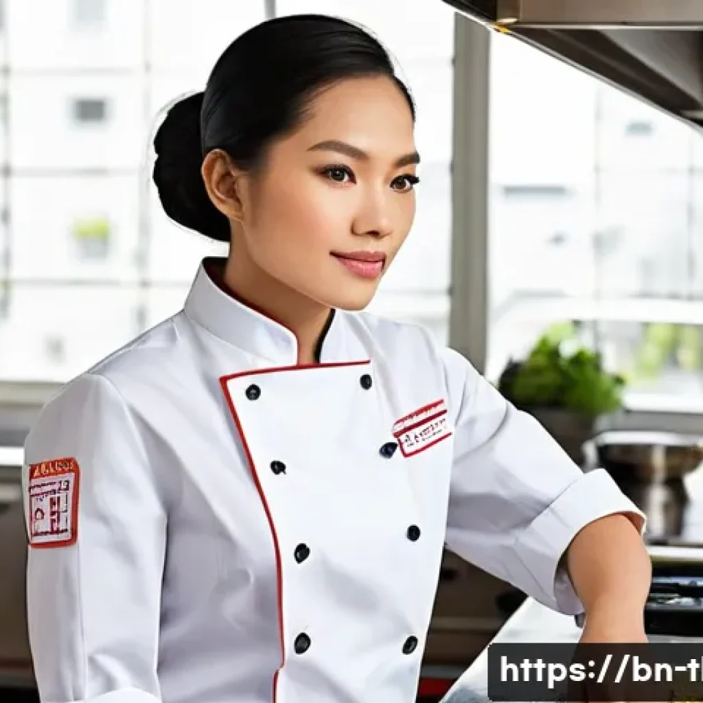 태국의 현대적 전통 융합 - **Prompt 1: Modern Thai Culinary Artistry**
    "A talented female Thai chef, in her late 20s, weari...